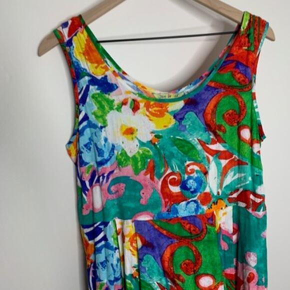 JAMS WORLD Janice Hawaiian Floral Print Sleeveless empire Womens Dress Small - Picture 6 of 15